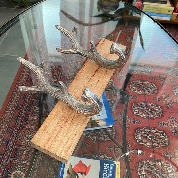 West Elm Silver Antler Wall Hook 12” Wide, 6-1/2” Tall - Picture 1 of 4